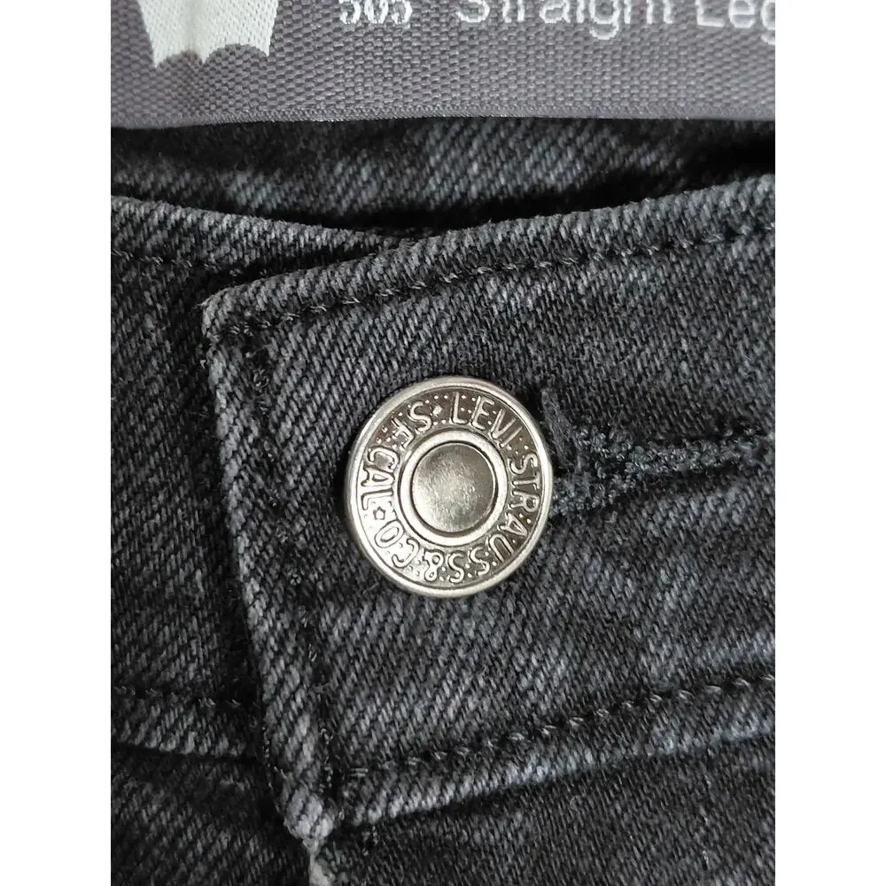 Levi's 505 Straight Leg Black Denim Jeans Pockets Women See Measurements